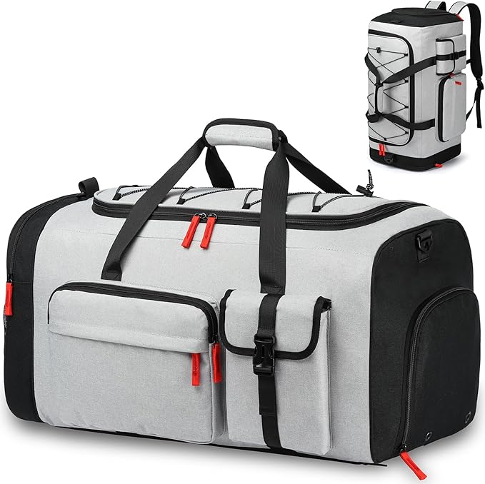 Lyweem Large Duffle Bag Backpack for Travel, 70L Heavy Duty Gym Duffel Bag with Shoes Compartment for Men & Women, Weekender Overnight Sports Backpack for Traveling
