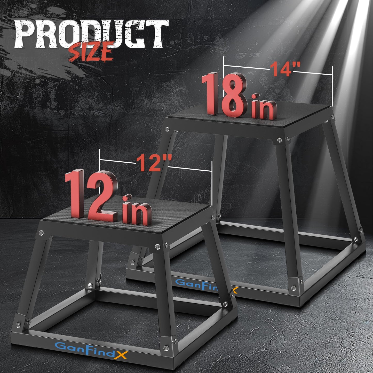 GanFindX Steel Plyometric Jump Box,18 Inch Heavy Duty Plyo Platform, Non-Slip Workout Step Box for Home Gym, Agility, Strength & Conditioning Training
