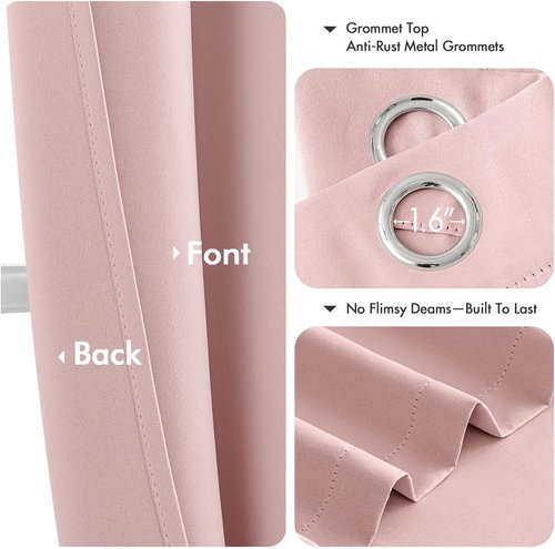 MIULEE Baby Pink Blackout Curtains - Thermal Insulated Room Darkening Drapes | 40 x 54 Inches, 2 Panels