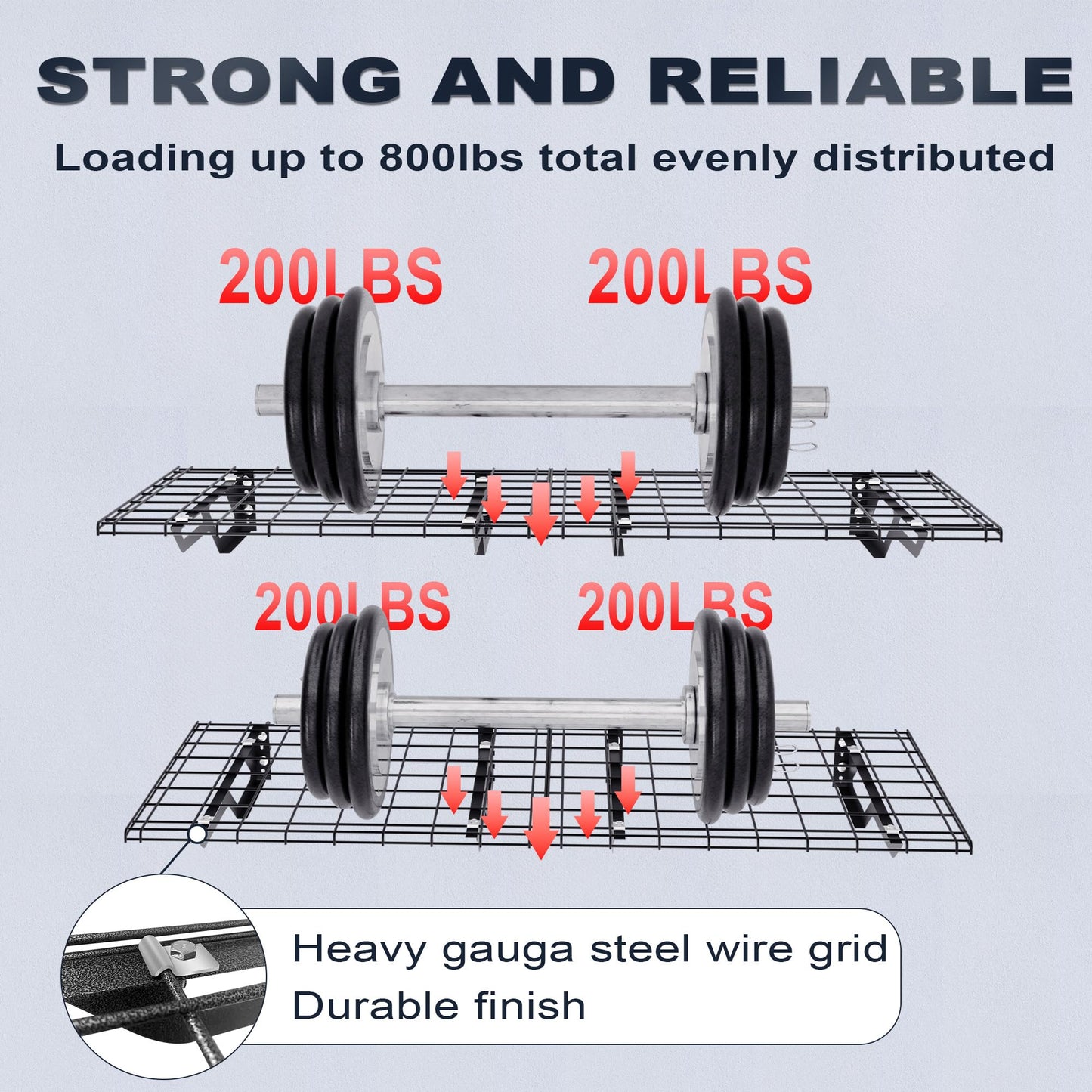 Shuntong The Atlas 2-Pack 2x6 ft Garage Wall Shelves, 800lbs Heavy Duty Garage Shelving Wall Mounted, 24"x72" Metal Floating Shelf Storage Rack, Hammertone