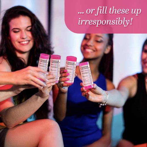 Chug Buddy Set of 10 Large Pink Pill Bottles for DIY Hangover Kits – Empty Bottles for Hangover Kit Supplies, Valentines Day Gifts, Bachelorette Party Favors, 21st Birthday & Bridesmaids Gifts