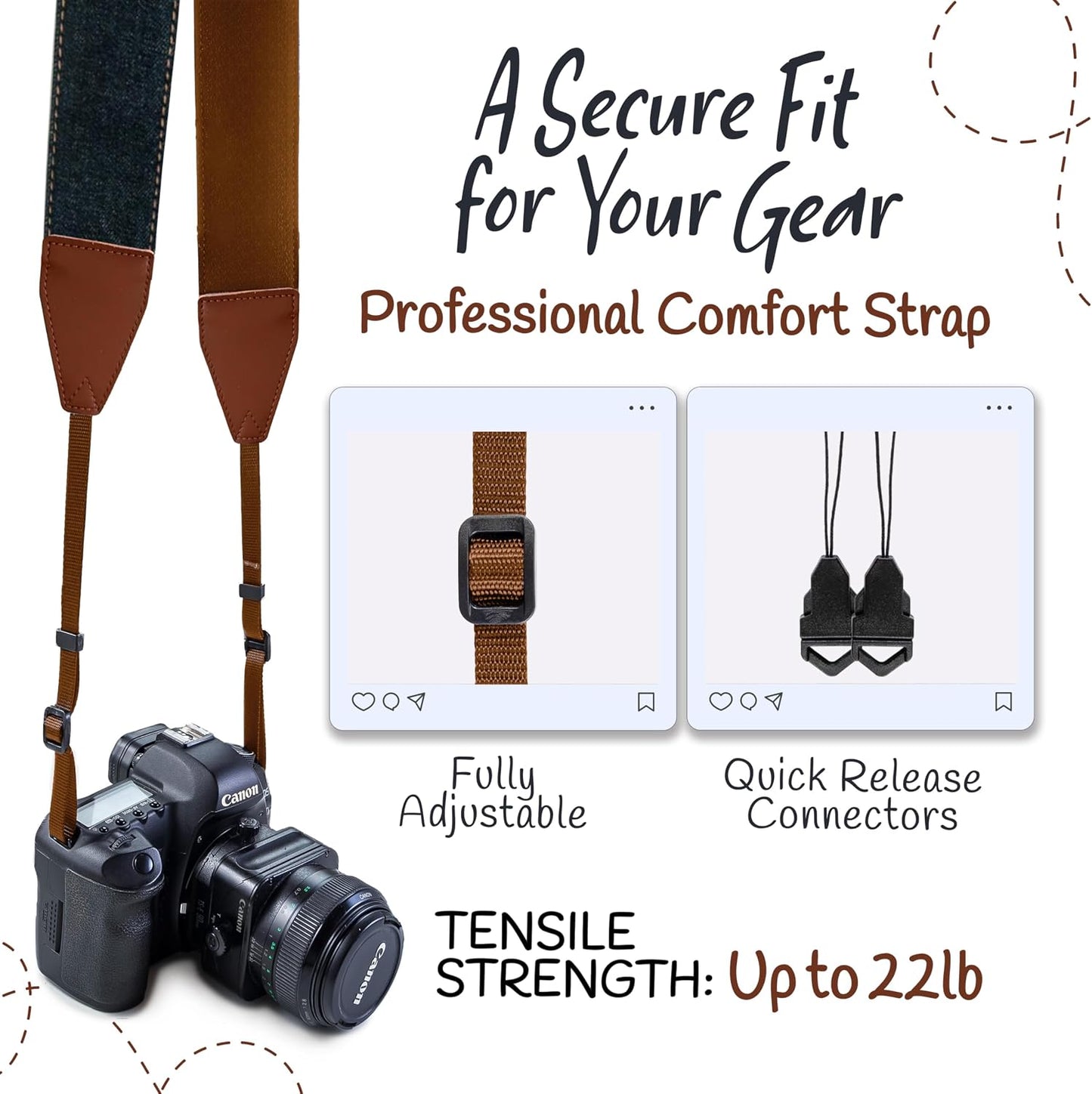 Art Tribute Camera Strap for All DSLR and Mirrorless Cameras. Photographers Strap Neck, Shoulder & Crossbody Camera