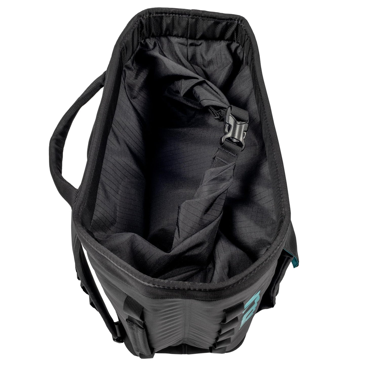 Notch Approach Free-Standing Black Rope Gear Bag, 50L Capacity, Storage pockets, Padded Shoulder Straps, Side Daisy Chains, Roll-Top Closure, Weather Resistant 1680 Denier Fabric (99754)