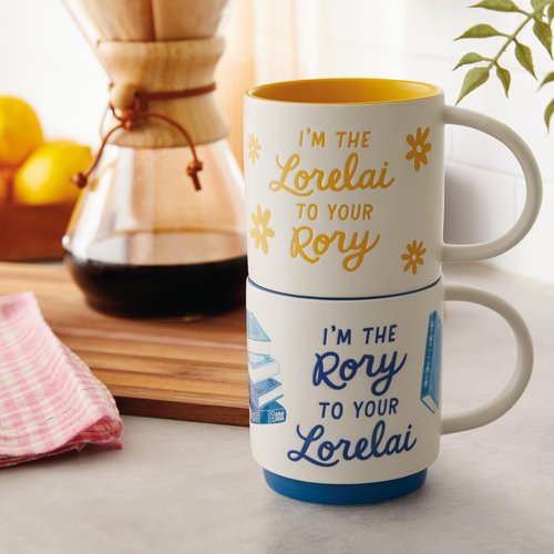 Hallmark Gilmore Girls Mug Set (Lorelai and Rory) Set of 2 Stacking Mugs, Mom Gift for Mother's Day