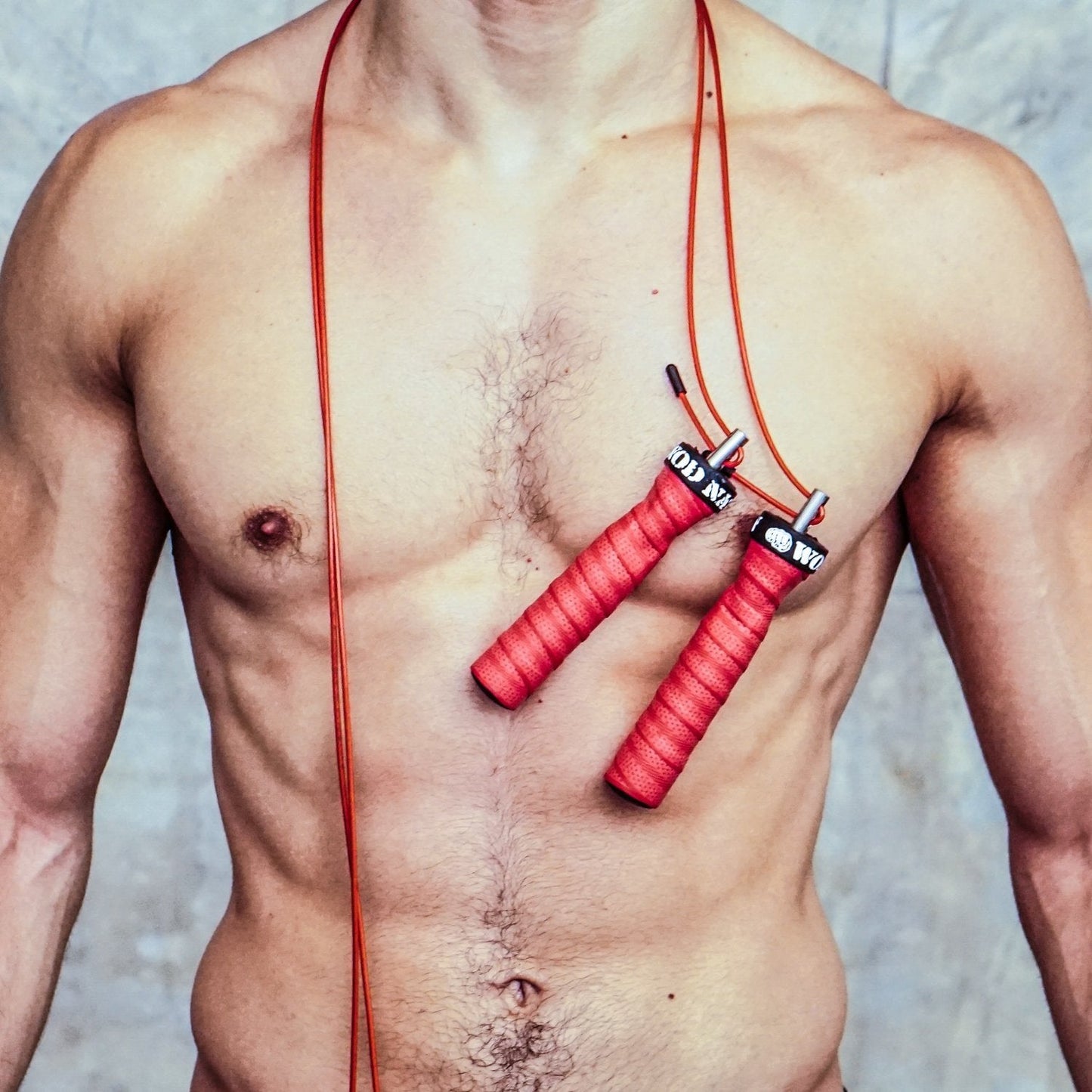 WOD Nation Speed Cable Jump Rope - Adjustable Speed Rope for Double Unders - Skipping Cord for Cardio & Boxing - 11 ft Cable, 2.2/3.3 mm, Red Alloy Steel
