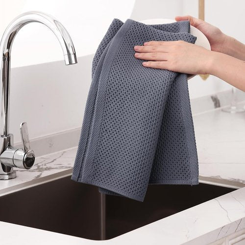 Homaxy 100% Cotton Oversized Waffle Weave Dish Towels - Ultra Soft & Absorbent, 20 x 28 Inches, 8-Pack | Dark Grey