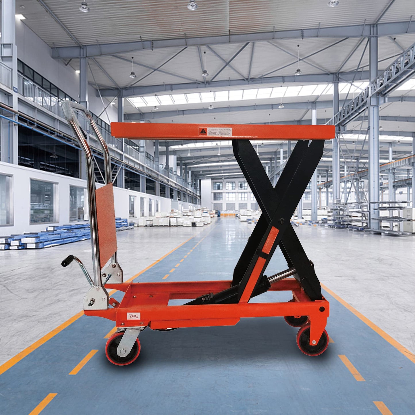 Tory Carrier Hydraulic Scissor 1100LBS Capacity, Lift Table Cart 35.41” Lifting Height, Manual Scissor Lift Table 4 Wheels and Foot Pump, Elevating Hydraulic Cart for Material Handling
