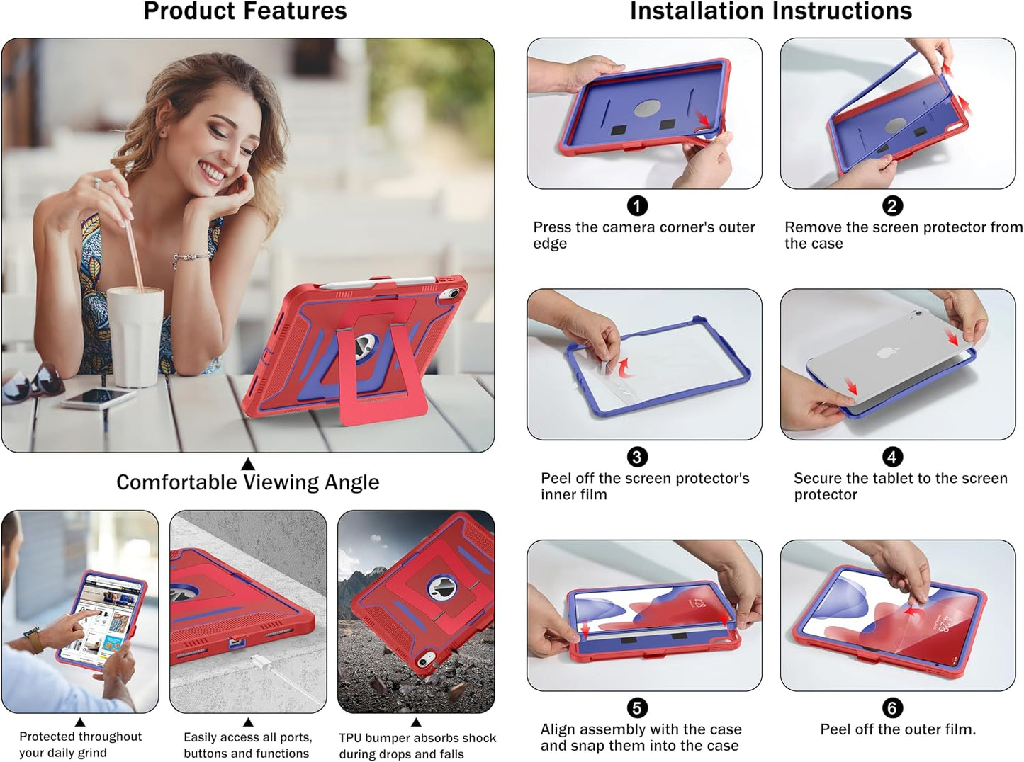 Soke (A16) 11th 11-Inch 2025 /10th 10.9-Inch 2022, Case for iPad Generation Generation with Screen Protector