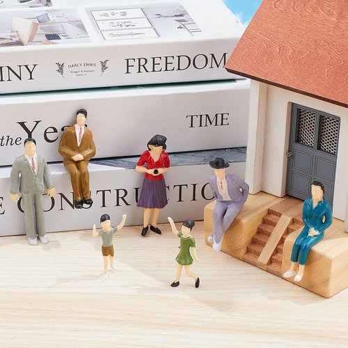 Namalu Miniature People Figurines - 14 Pcs 1:25 Scale Painted Model Train & Dollhouse Figures