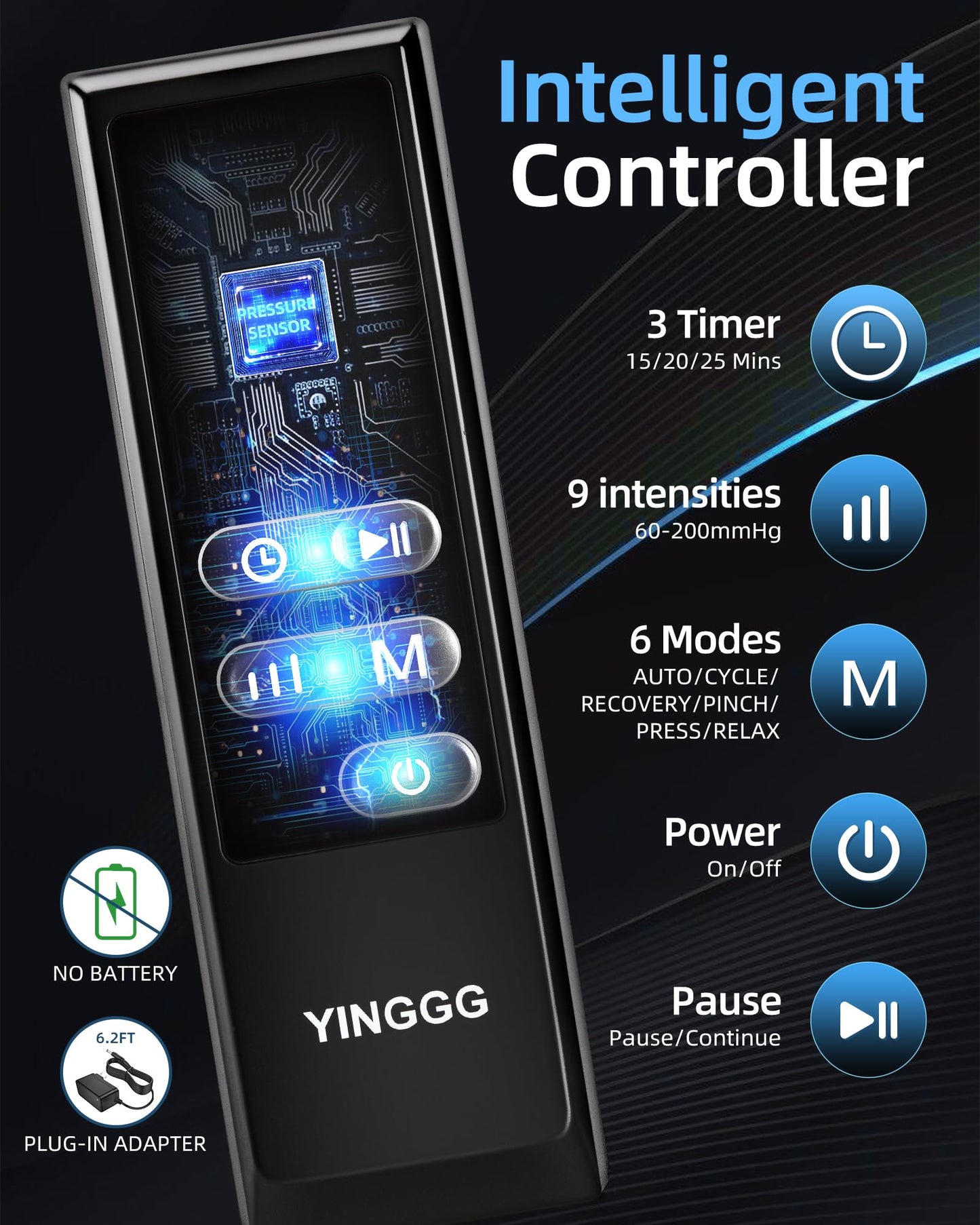 YINGGG Air Leg Massager with Compression: Professional Full Compression Boots with Adjustable 9 Intensities, Leg Massager for Circulation and Fatigue Relief for Post-Workout(Medium)