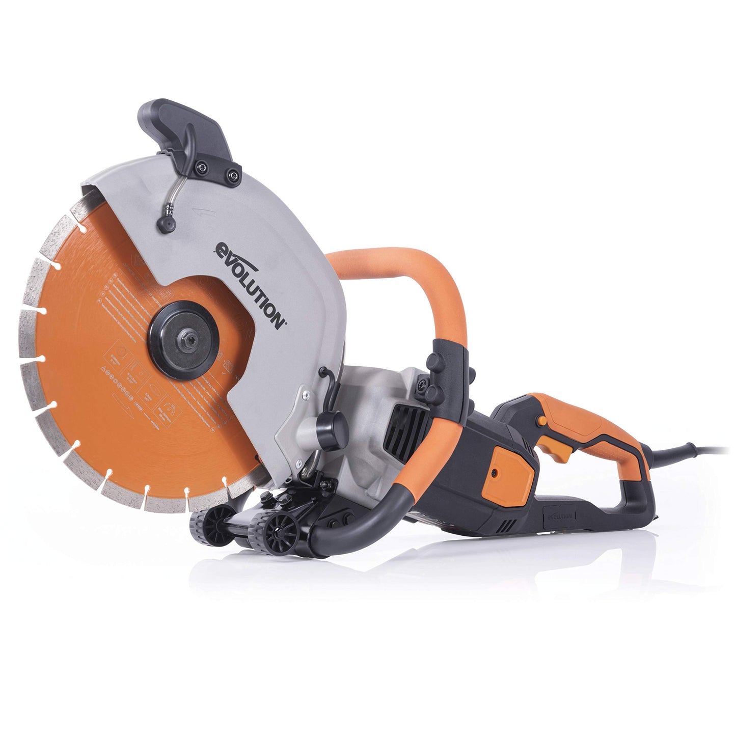 Evolution - 12 in Concrete Saw - 15A Motor, No Gas - 4-1/2 in Cut - Incl Premium Diamond Blade & 12 Inch Premium Diamond Blade With Segmented Edge and High Diamond Concentration, 1 In Bore