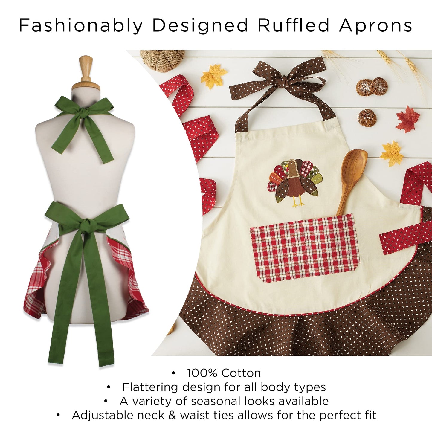 DII Women's Fall & Thanksgiving Kitchen Apron, Adjustable Long Waist Ties, Gather Together