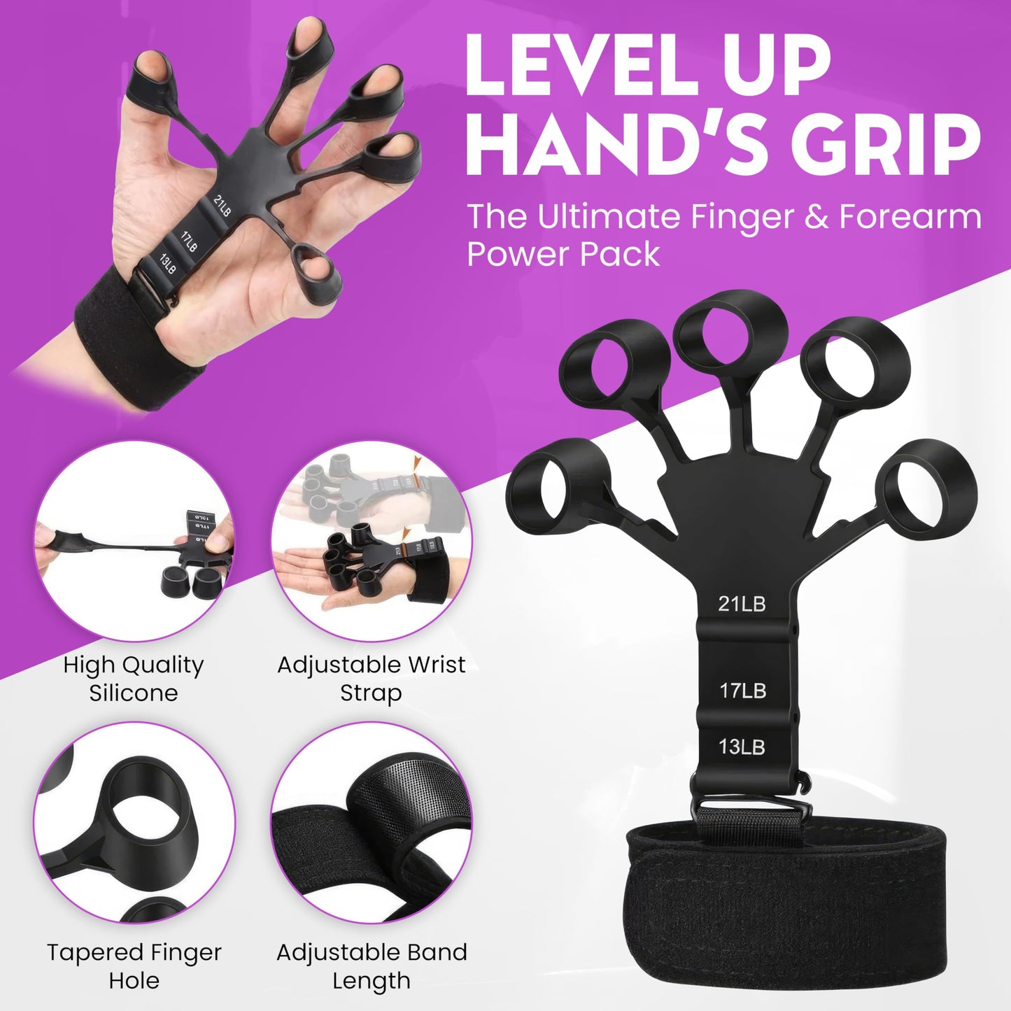 Hand Gripper Strengthener, 7 Pack Adjustable Resistance 22-220Lbs (10-100kg) Forearm Exerciser, Grip Strength Trainer for Muscle Building & Injury Recovery, Aerobic Hands (Packof7)