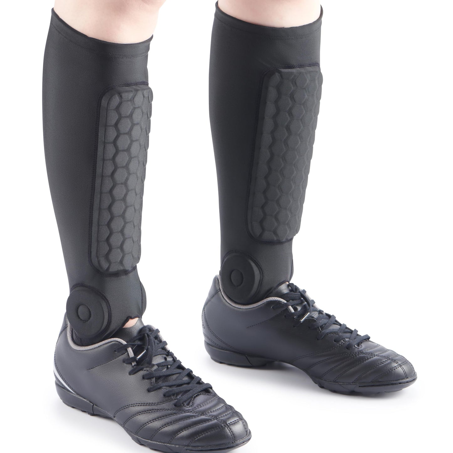 norespnea Soccer Shin Guards, Soccer Shin Guard Pads with Calf and Ankle Protection, SoccerProtective Equipment for Youth and Adult, SoccerAccessories for Boys and Girls– Black(M)