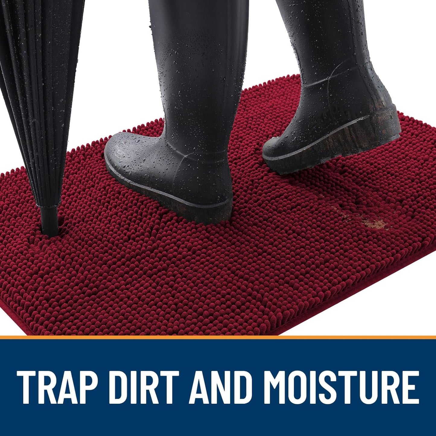 OLANLY Dog Door Mat - Absorbent Non-Slip Chenille for Muddy Paws | 40x32, Quick Dry, Burgundy