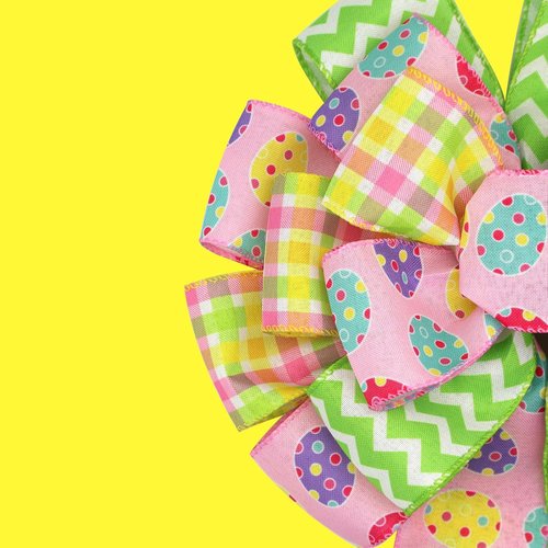 Montekin Large Easter Bows - 20x11 Inch Pre-Tied Wired Ribbon Bows for Wreaths & Tree Toppers | Yellow, 2 Pack