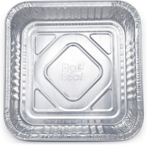 Fig & Leaf 8” x 8” Square Baking Cake Pans - Heavy Duty Disposable Aluminum Foil Tins (35 Pack) | Portable Food Containers