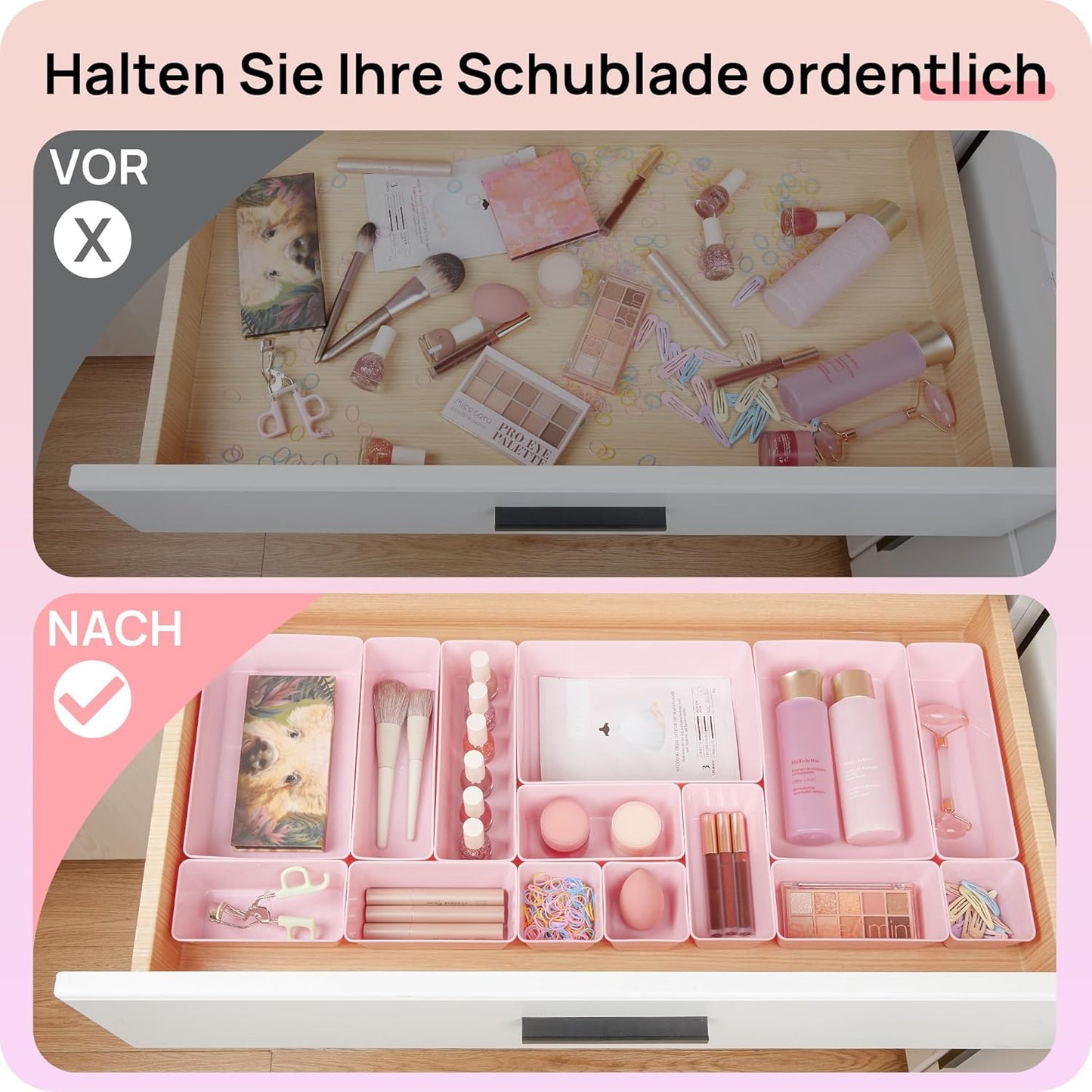 Vtopmart 25 PCS Plastic Drawer Organizers - Versatile Storage Bins for Bathroom, Makeup & Kitchen | 4 Sizes
