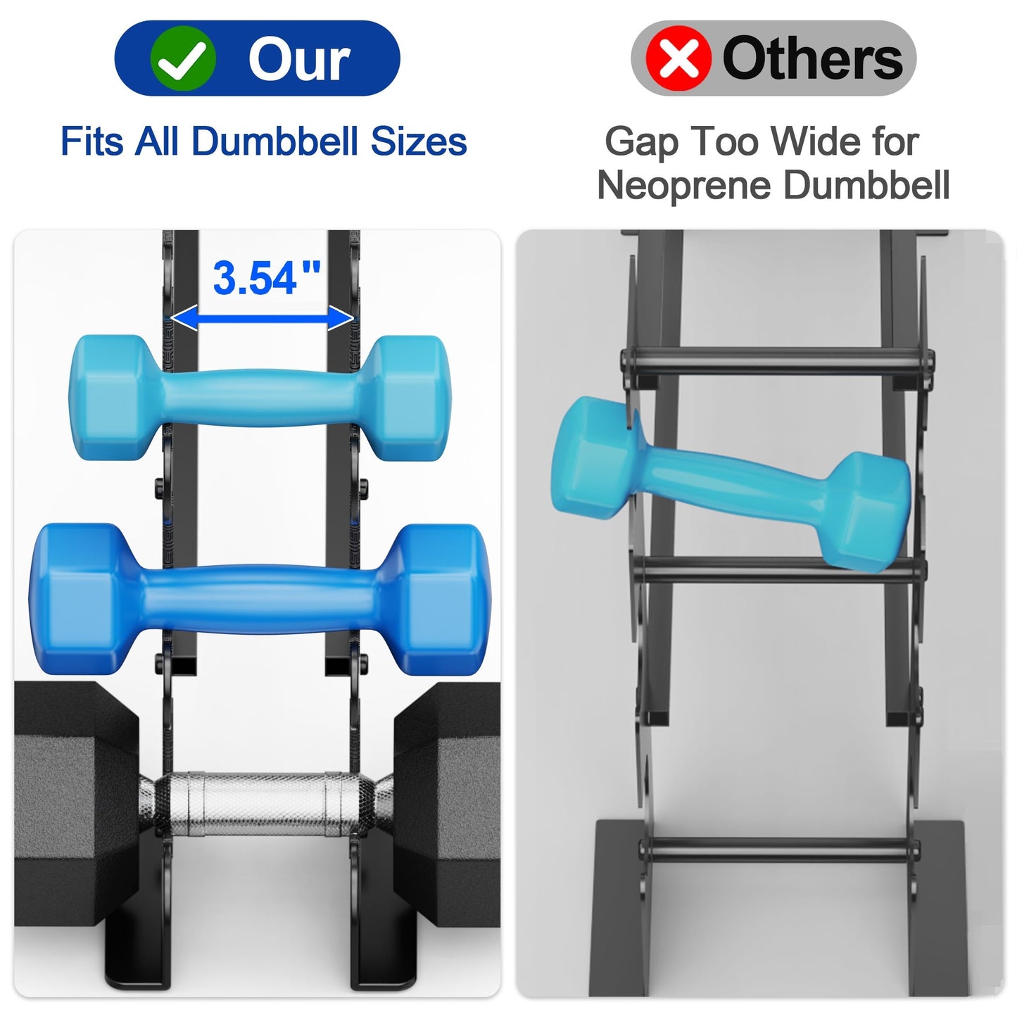 4-Tier Dumbbell Rack Stand for Home Gym: Rack Only Holder for Dumbbells, Free Weights, 400LB Capacity Heavy-Duty Compact Storage Organizer