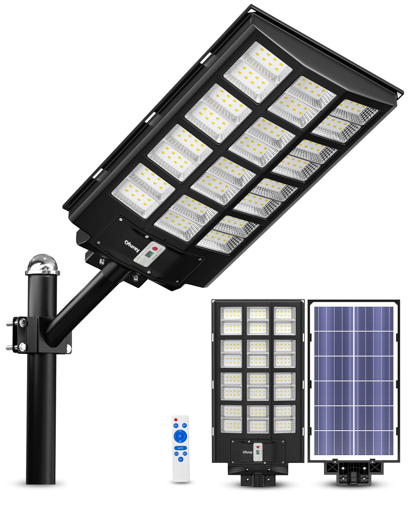 Ofuray Solar Street Lights Outdoor,Solar Security Flood Lights Parking Lot Lights Commercial Dusk to Dawn, 6500k Waterproof Led with Remote Control Motion for Street,Court,Barn (Of-5600W 560000Lm)
