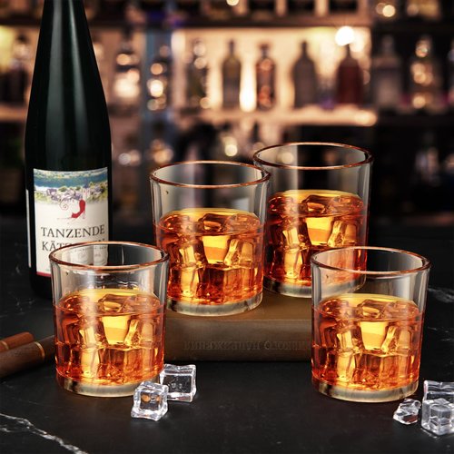 Hoolerry 18 Pieces Old Fashioned Whiskey Glasses 10oz Rocks Glasses with Thick Bottom Crystal Glassware for Bourbon, Scotch, Cocktails Short Bar Drinking for Home Parties Holiday Gifting(Classic)