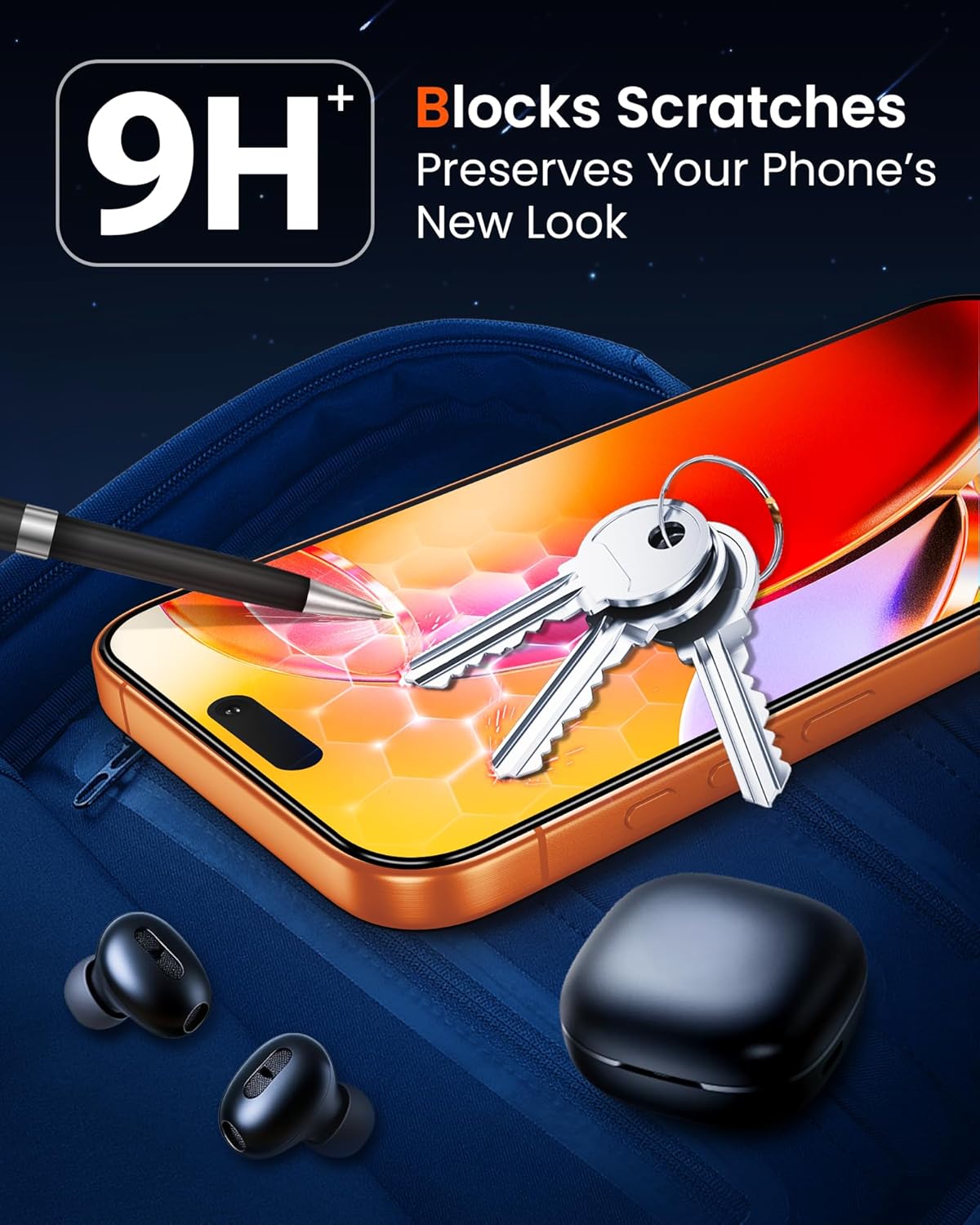 17 3 Pack [9H+ Mkeke for iPhone Pro Max Screen Protector Hardness] [Military-Grade Drop Protection] [Sensitive Touch]
