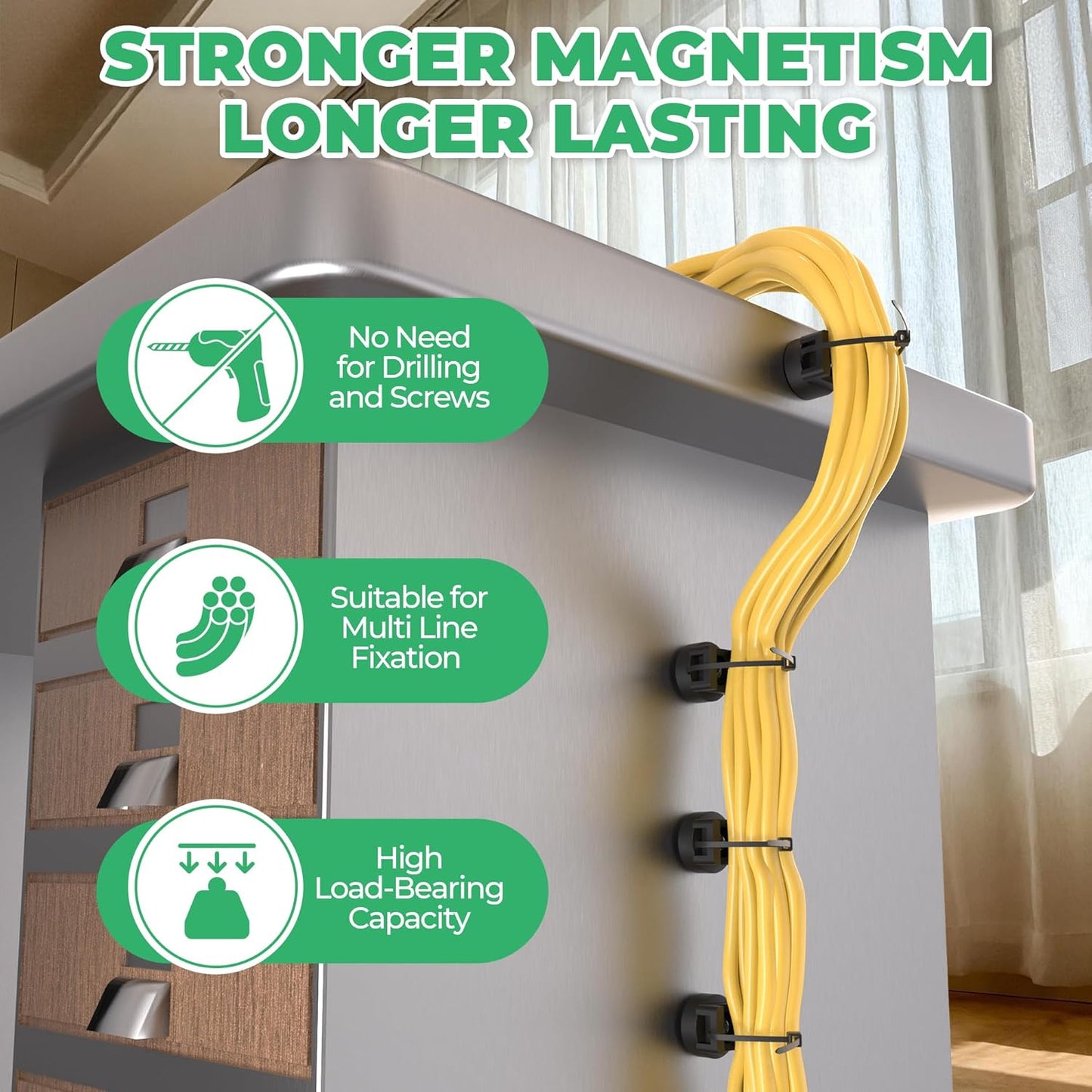 SANGIFT 25LBS Magnetic Zip Tie Mount, Strong Magnetic Wire Holder, Multipurpose Magnet Zip Tie Mount, Waterproof Magnet
