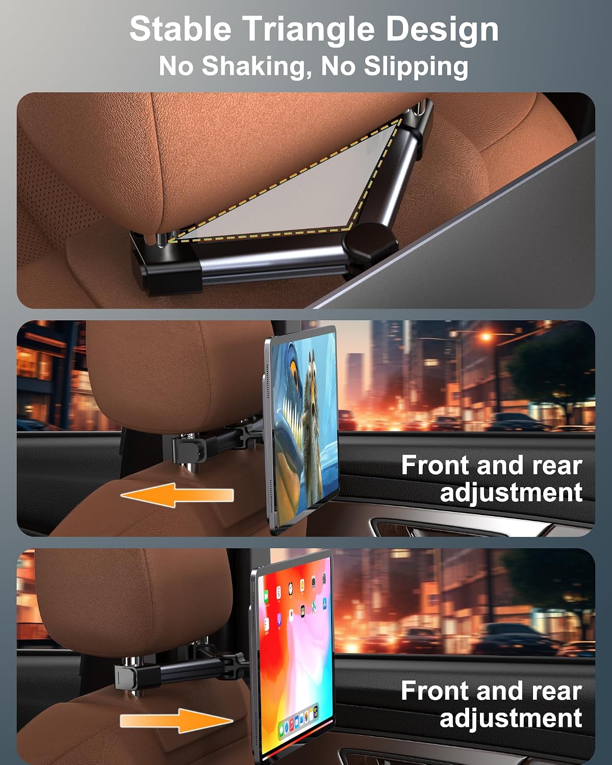 QJYKIONE 12.9 13 M2/M3, 12.9 (3rd/4th/5th/6th Magnetic Car Headrest Tablet Holder for iPad Pro & iPad Air Road Trip
