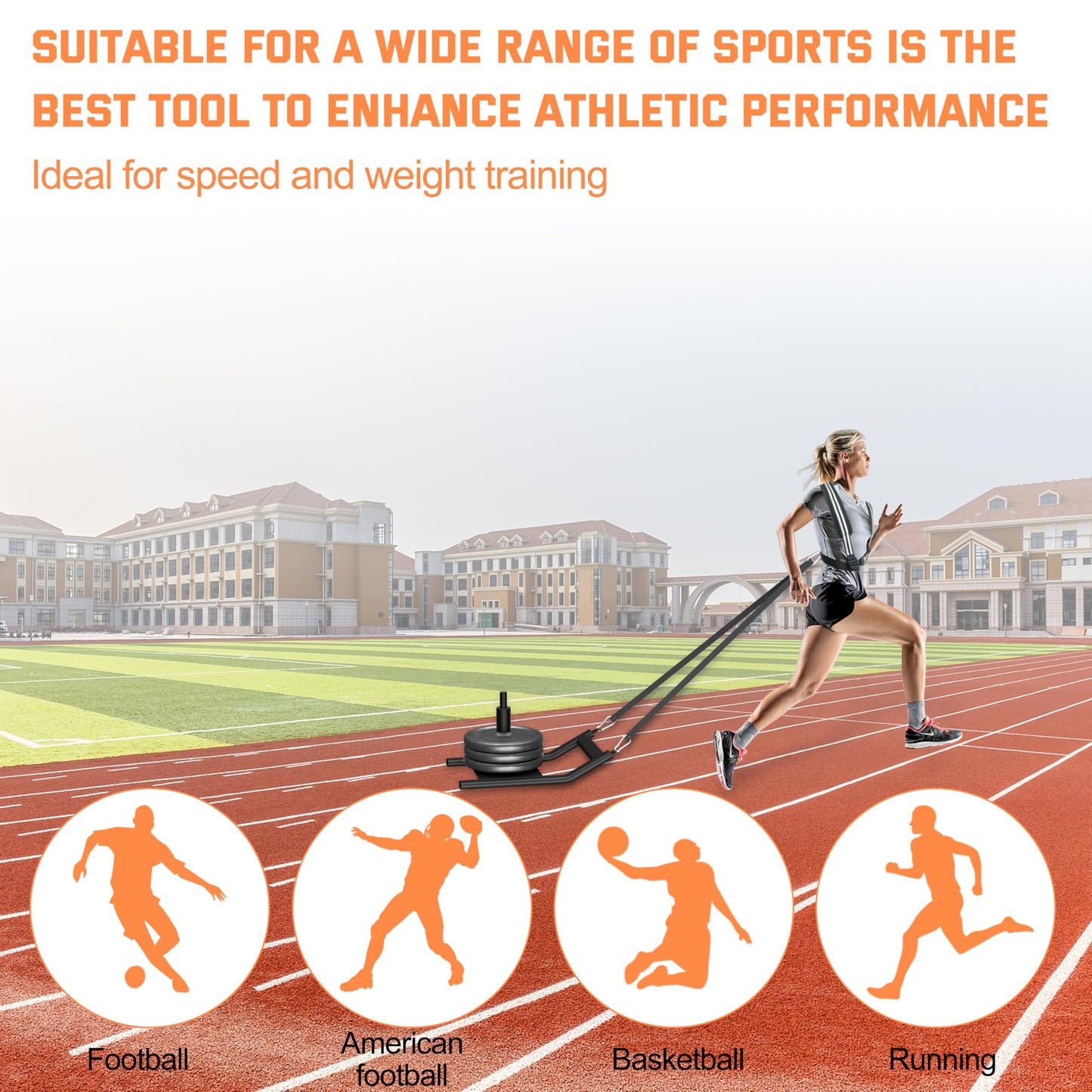 Weight Sled for Training - Heavy Duty Football Sled for Lineman, Sled Pull Workouts, Speed & Strength Training, Football Blocking Sled, Running Sled for Athletes, Weighted Sled for Outdoor & Indoor Workouts (Black)