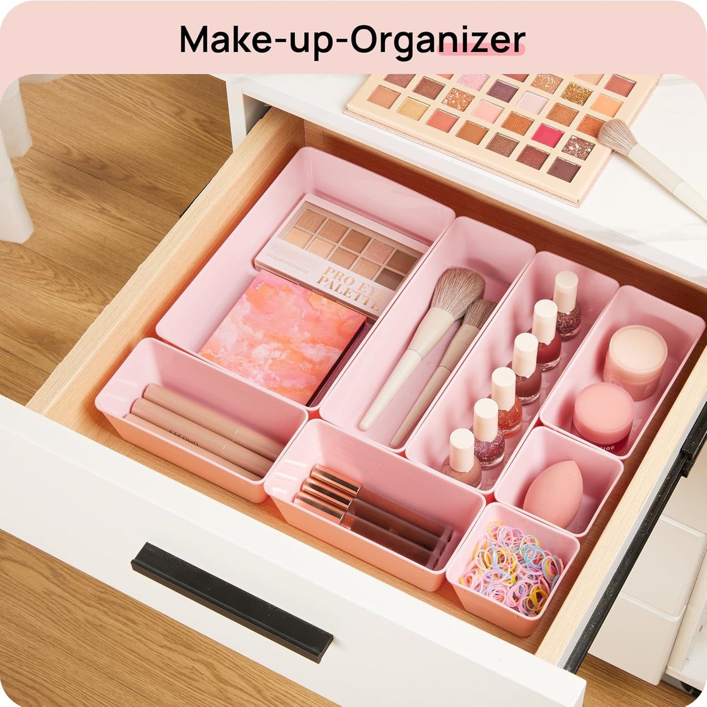 Vtopmart 25 PCS Plastic Drawer Organizers - Versatile Storage Bins for Bathroom, Makeup & Kitchen | 4 Sizes