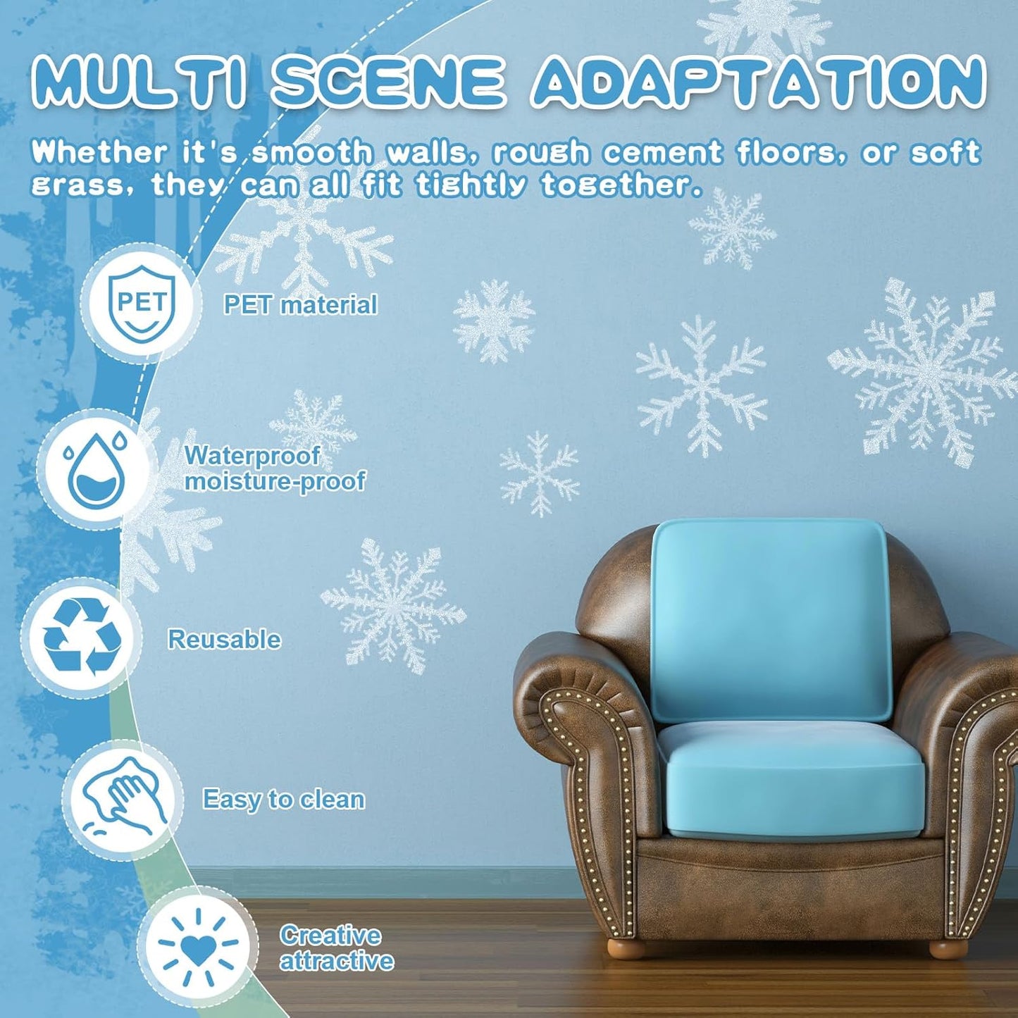 Weysat Winter Snowflake Stencils - 3 Pcs Reusable Craft Templates for Walls, Windows & More