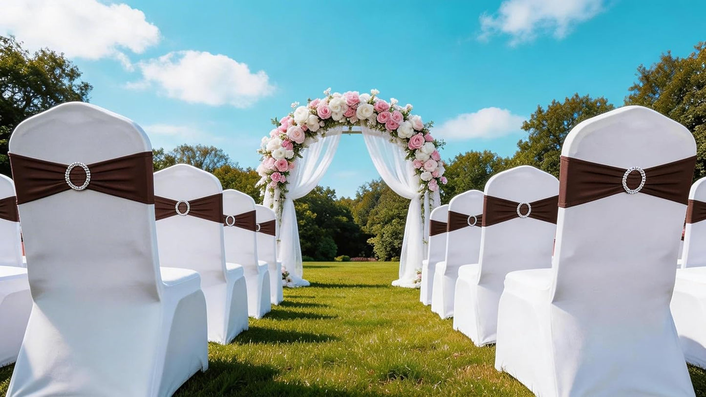 Skiennix Spandex Chair Sashes - Pack of 50 Chocolate Brown Wedding & Party Decorations