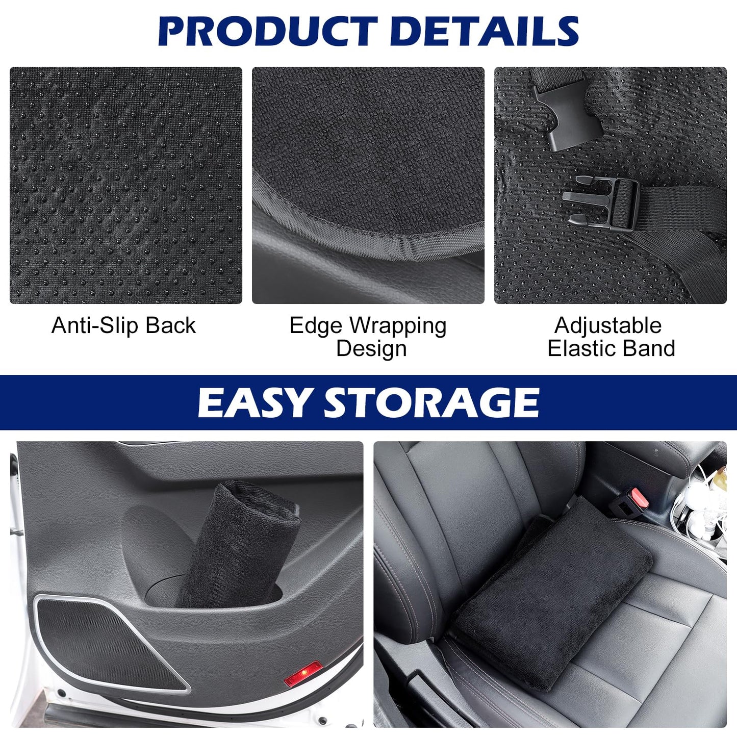 nomiou Waterproof Sweating Car Towel Seat Cover for Gym Workout, Running, Swimming, Beach and Hiking, Universal Fit Non-Slip Towel Bucket Seat Protector for Cars SUV Trucks (Black)