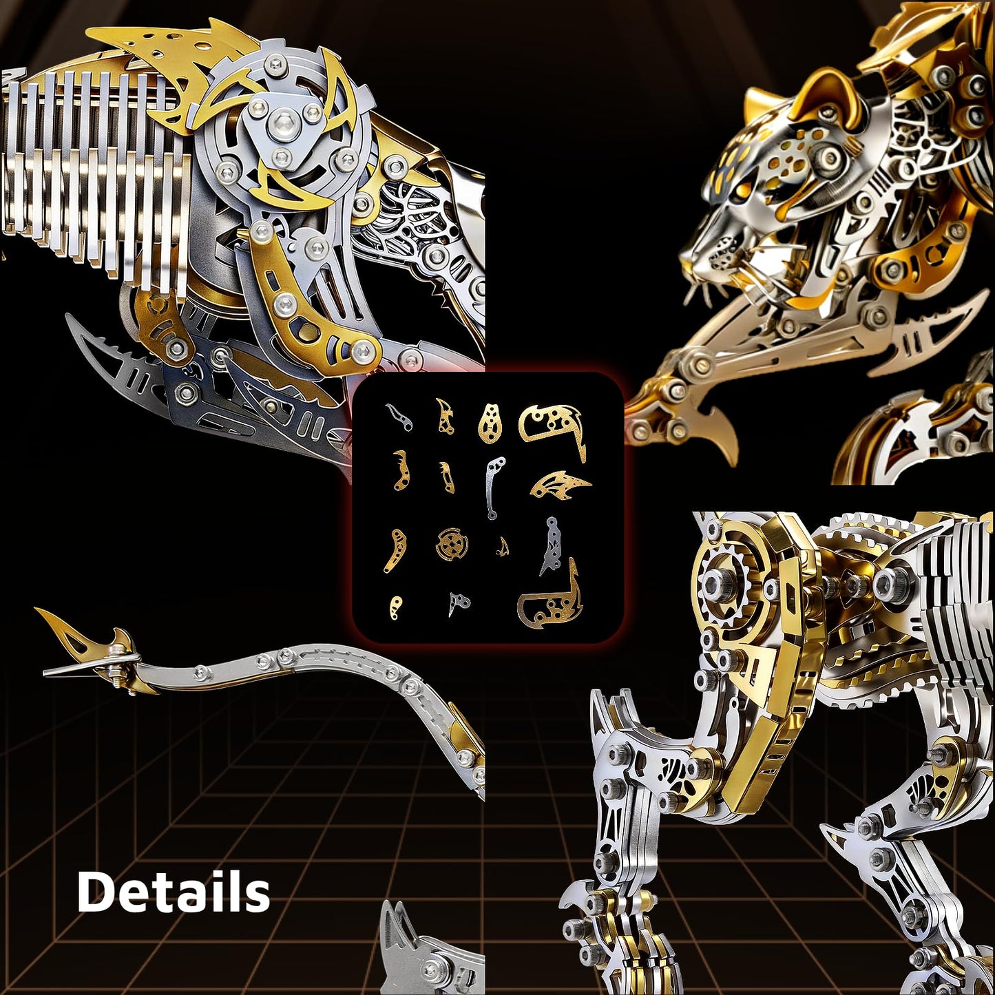 Leopard 3D Metal Model Kit for Adults and Teens, 3D Metal Puzzle, DIY Metal Building Kit, Challenging Assembly Model, Brain Teaser Challenge, Desktop Decor, Collectible Gift for Men