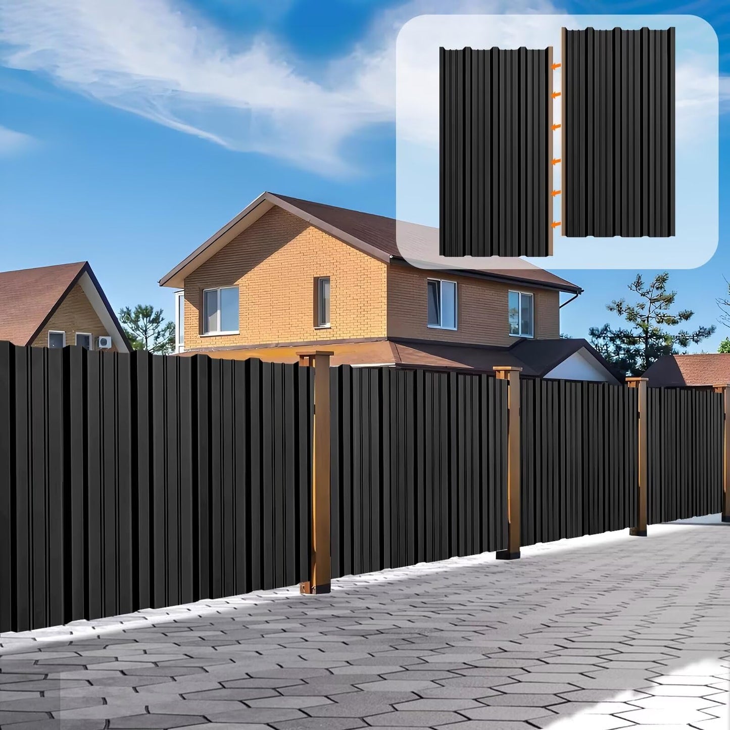 Metal Roofing Panels - 12 Pcs Waterproof Heavy Duty Metal Roof Panels Corrugated Metal Siding for Roofs Carports Tool Sheds Patio Porch Pergola, Easy to Install Black, 50.78x17.7in