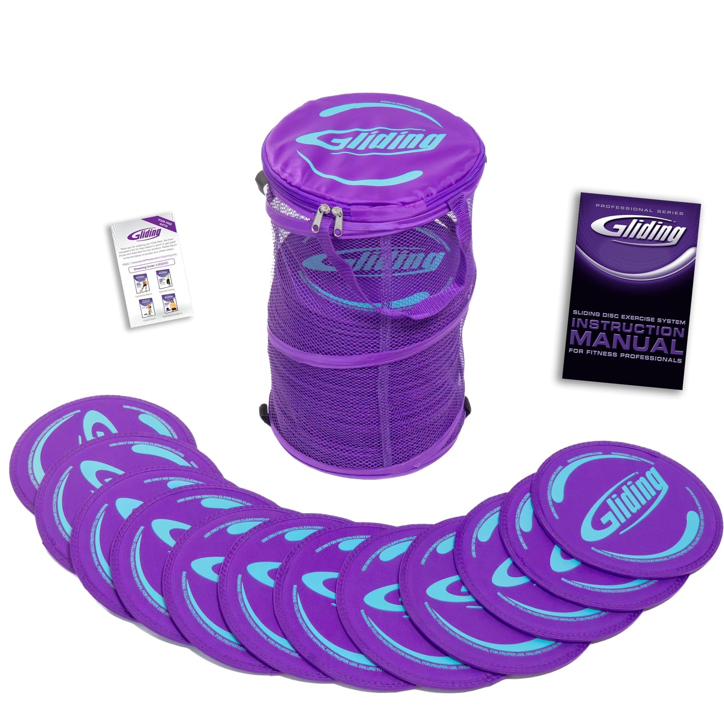 Gliding Exercise Discs: Club Pack for Hardwood Floors (25 Pair, Purple) Workout Sliders in Bulk