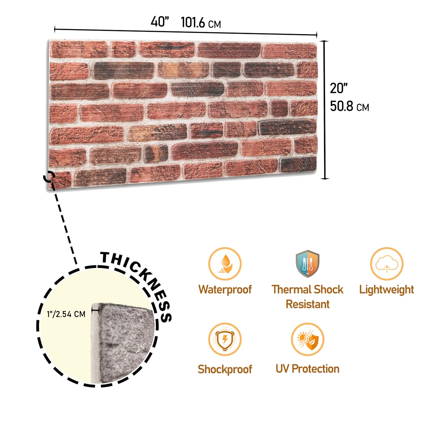 3D Faux Brick Wall Panels – Lightweight Styrofoam Cladding for Interior & Exterior Use | DIY Decorative Panels | 9 Pack (40"x20") | Ideal for Living Room, Kitchen, Outdoor Walls Babylon