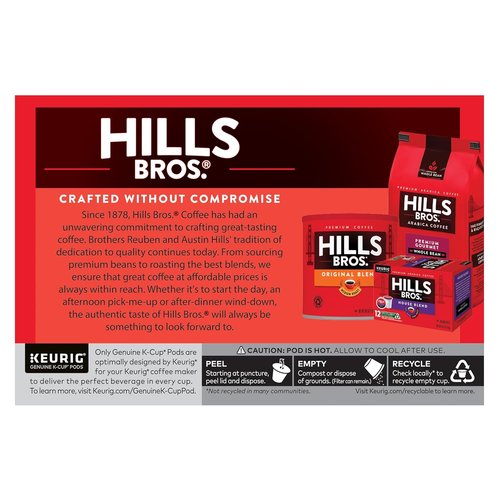 Hills Bros. Gourmet Blend K-Cup Pods - Medium Roast Premium Arabica Coffee | 12 Single Serve Pods