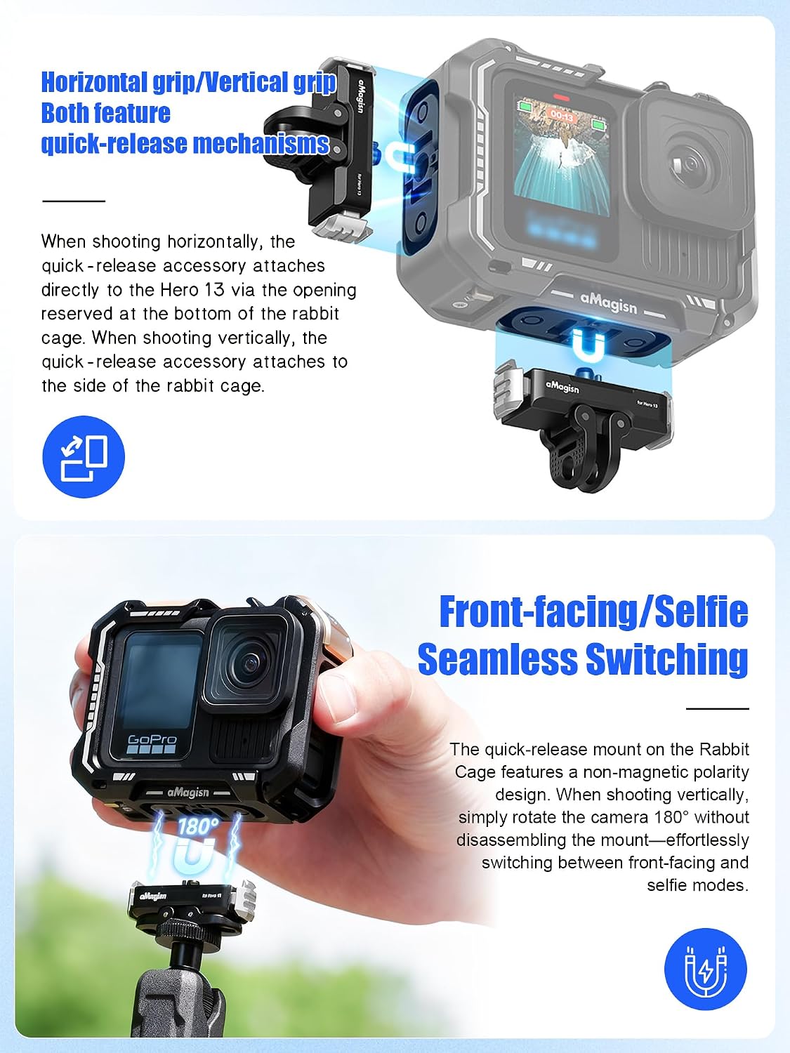 CHADWICK Insta360 2, Street Photography Handle for Ace Pro DJI Action Cameras & GoPro Hero Series Includes Adjustable