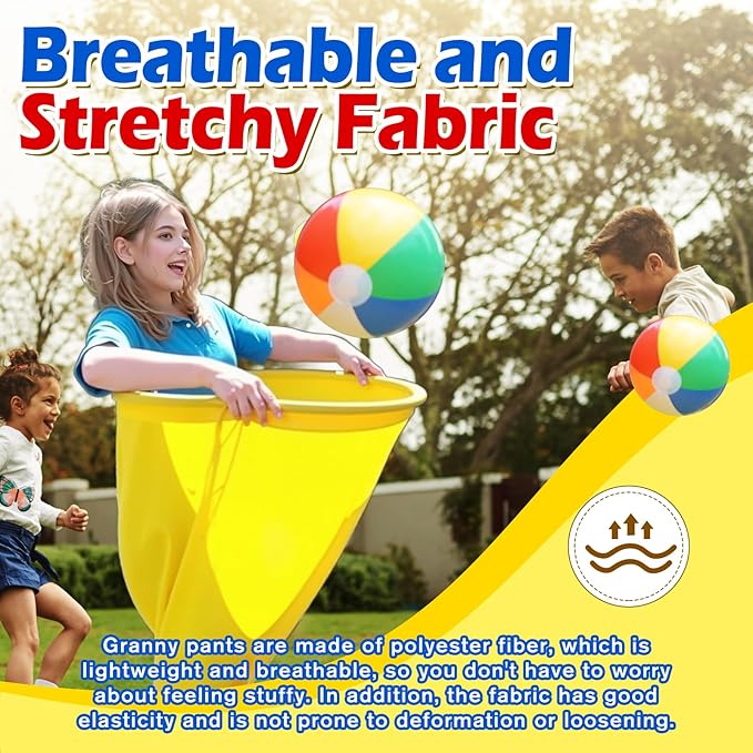 Granny Pants Yard Game Giant Outdoor Tossing Challenge Activity Set with 8 Bouncy Balls & Air Pump, Perfect for Adults, Family Team Events Backyard Parties(Yellow)