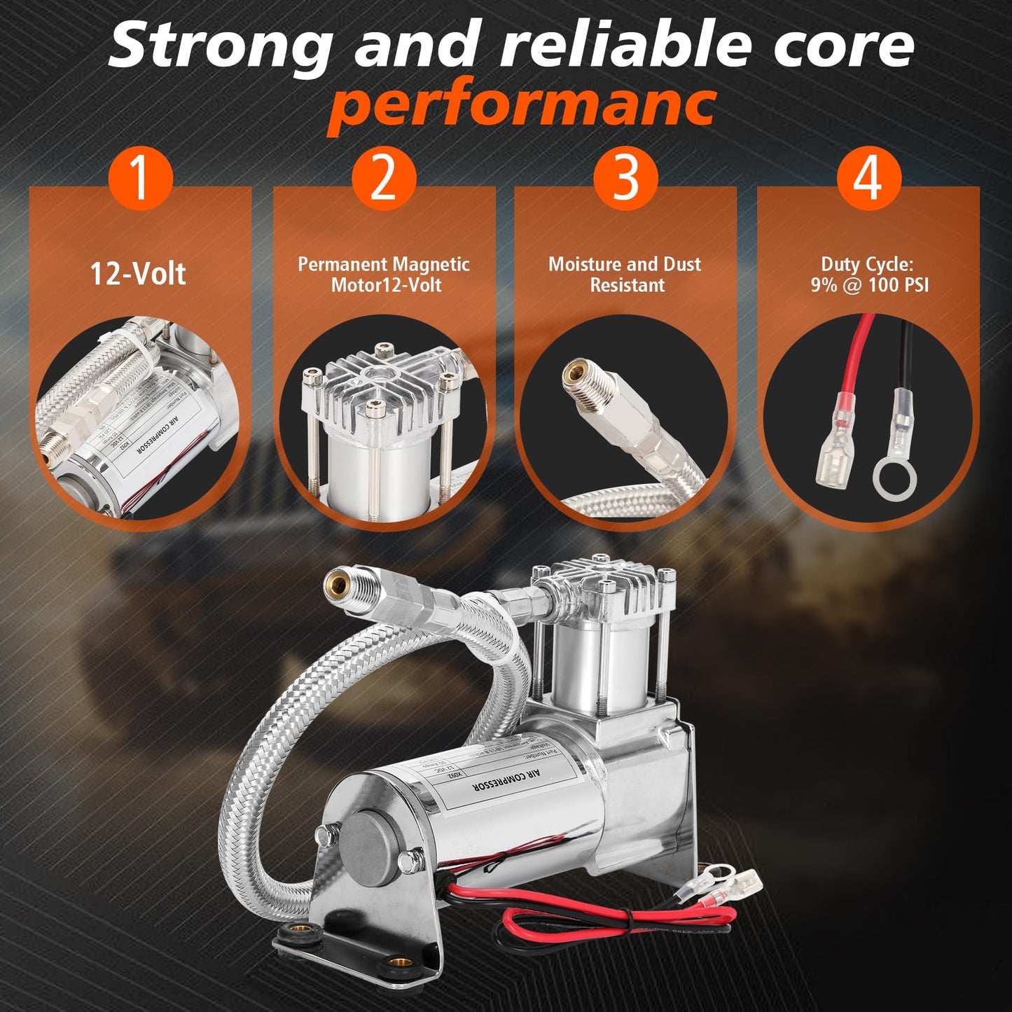 12V Heavy Duty 444c Air Compressor Kit - 120 PSI,Replacement for Air Lift 16092 16192, 16092 Air Compressor System Applicable to Train Horns, Air Horns, Pneumatic Suspension (2 PACK)