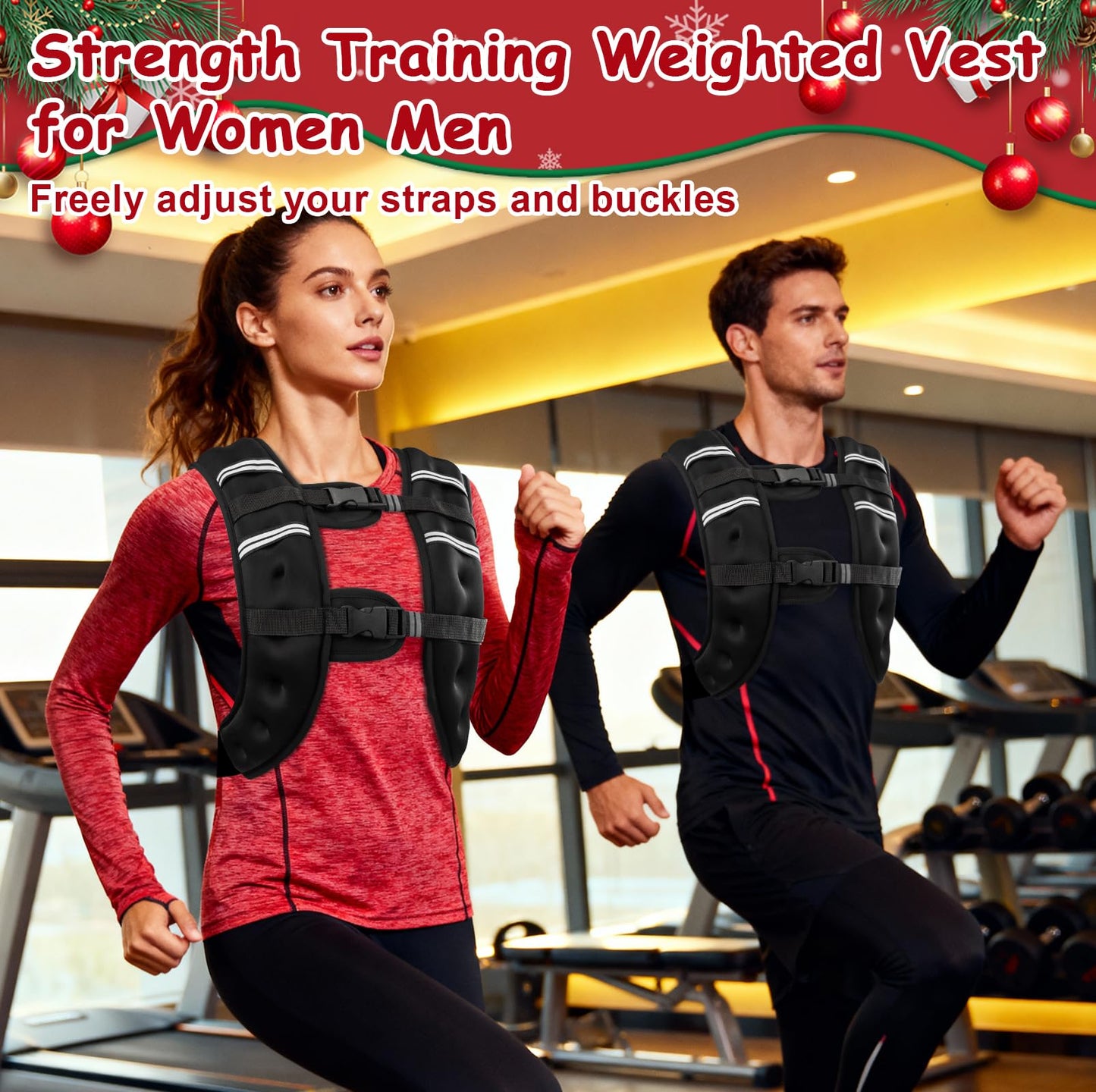 6lb/8lb/12lb/16lb/20Lb Weighted Vest Woman Men with Reflective Stripe, Chest Size Adjustable Strength Training Weight Vest for Walk Running Jogging