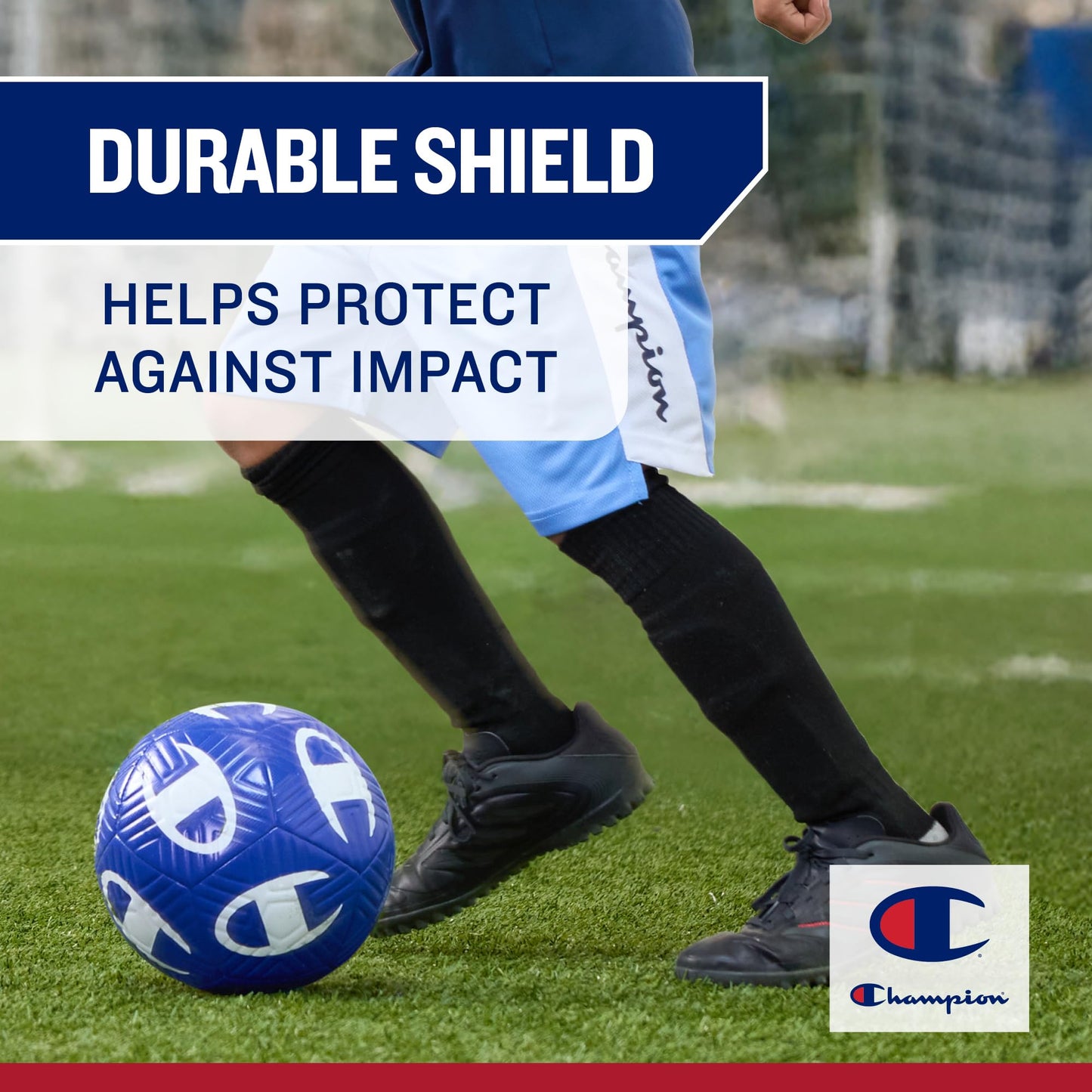 Champion Defender Elite Youth Soccer Shin Guards (S/M, Black), Slip-in Curved Plastic Plate and EVA Foam Interior for a Contoured Fit, for Boys/Girls Soccer Game