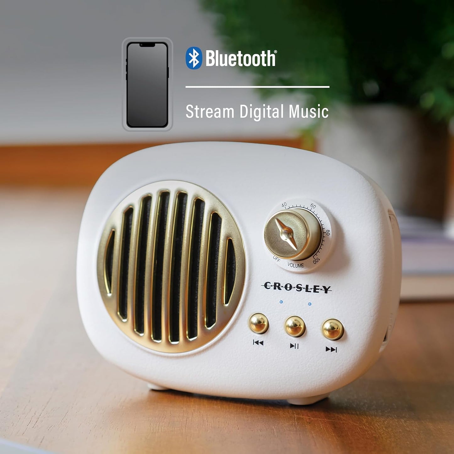 Crosley CR3044A-WH Piper Portable Bluetooth Speaker, White