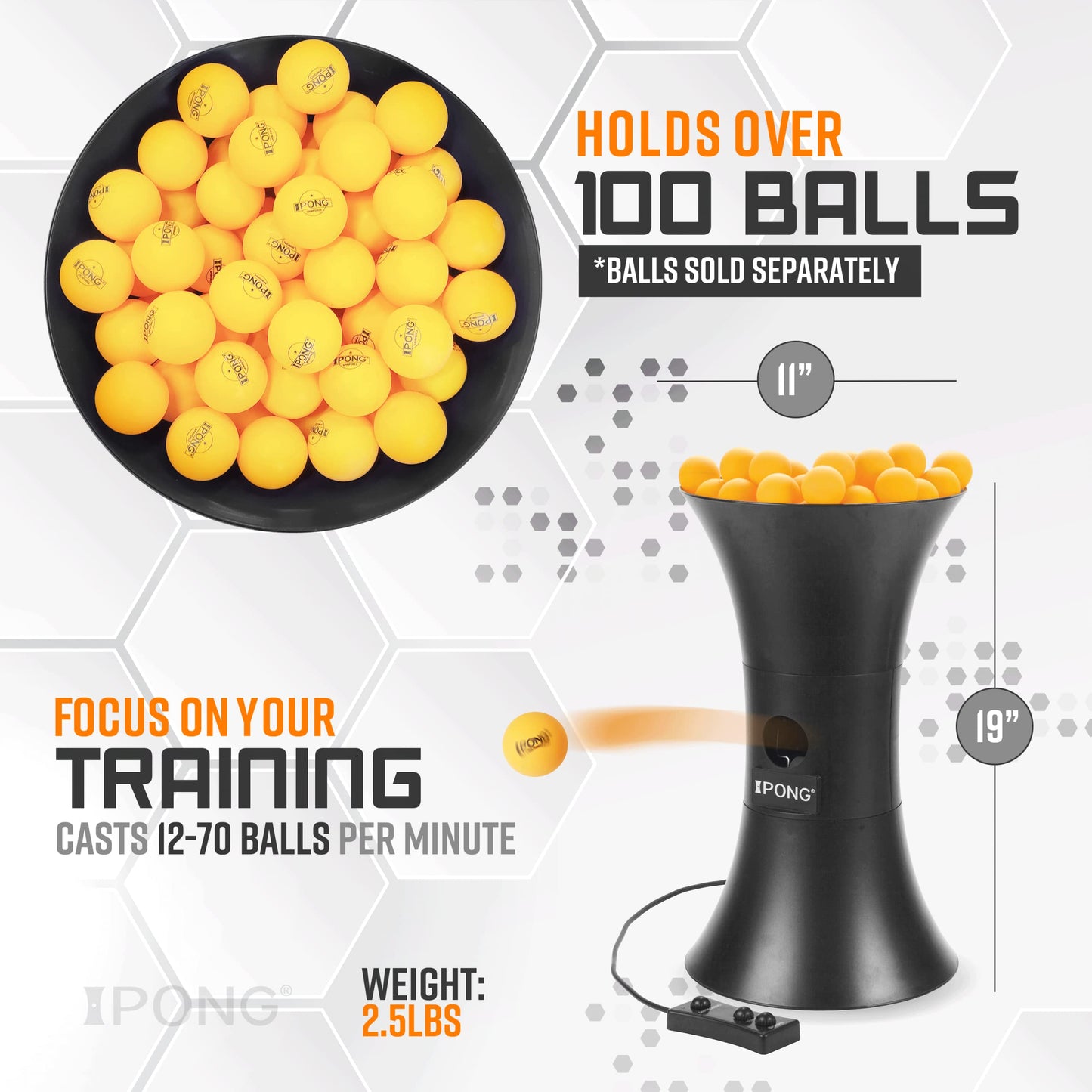 iPong Original Table Tennis Trainer Robot,Black, Orange