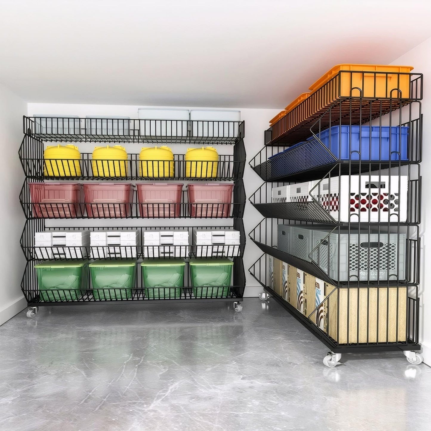 Yuwoune 5-Tier Slanted Rolling Retail Display Rack with Locking Wheels | Heavy-Duty Metal Snack & Chip Display Stand for Grocery Stores, Supermarkets, Bakery | Space-Saving Store Organization Shelf