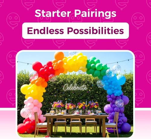 Bezente Rainbow Latex Balloons - 100 Pack of 12-Inch Bright Color Helium Balloons for Parties