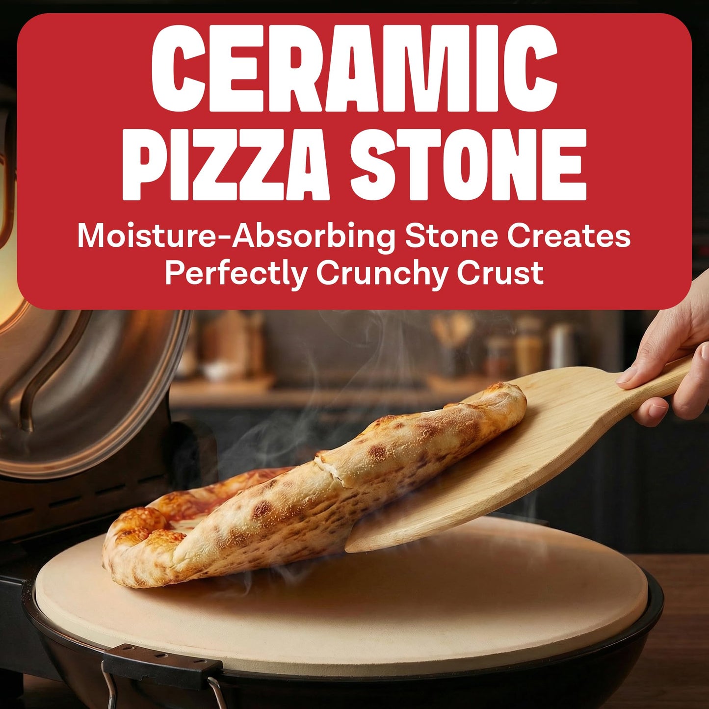 PIEZANO XL 14 Inch Electric Indoor Pizza Oven Heats up to 800˚F - Pizza Maker with Stone for Crispy Crust Pizza, Cooks in Under 6 Minutes, Countertop, Dual Heat Control, Peels & Scraper Included