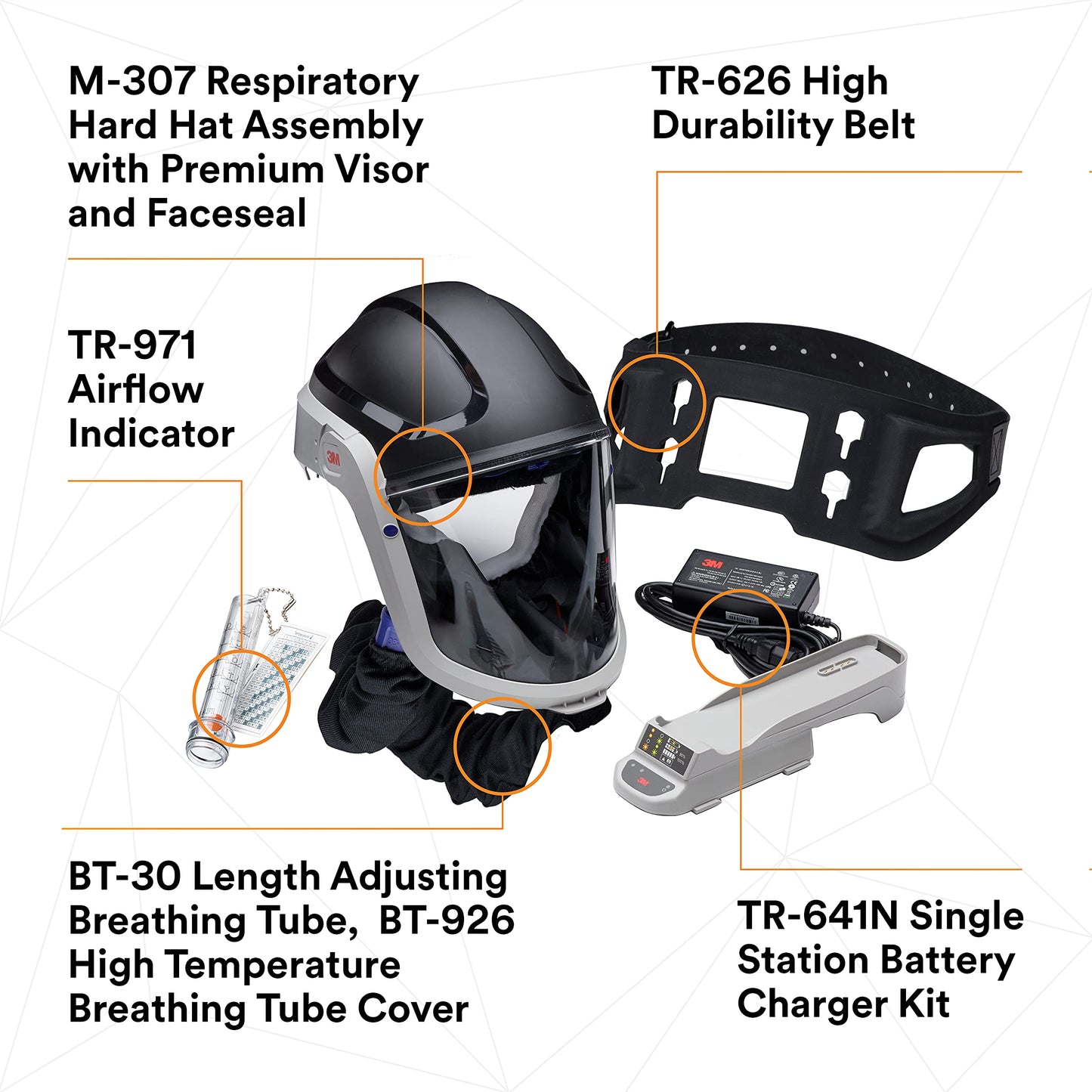 3M PAPR Respirator, Versaflo Powered Air Purifying Respirator Kit, TR-600-HIK, Heavy Industry, All-in-One Respiratory Protection, Easy to Use, High Capacity Battery, Metalwork, Grinding