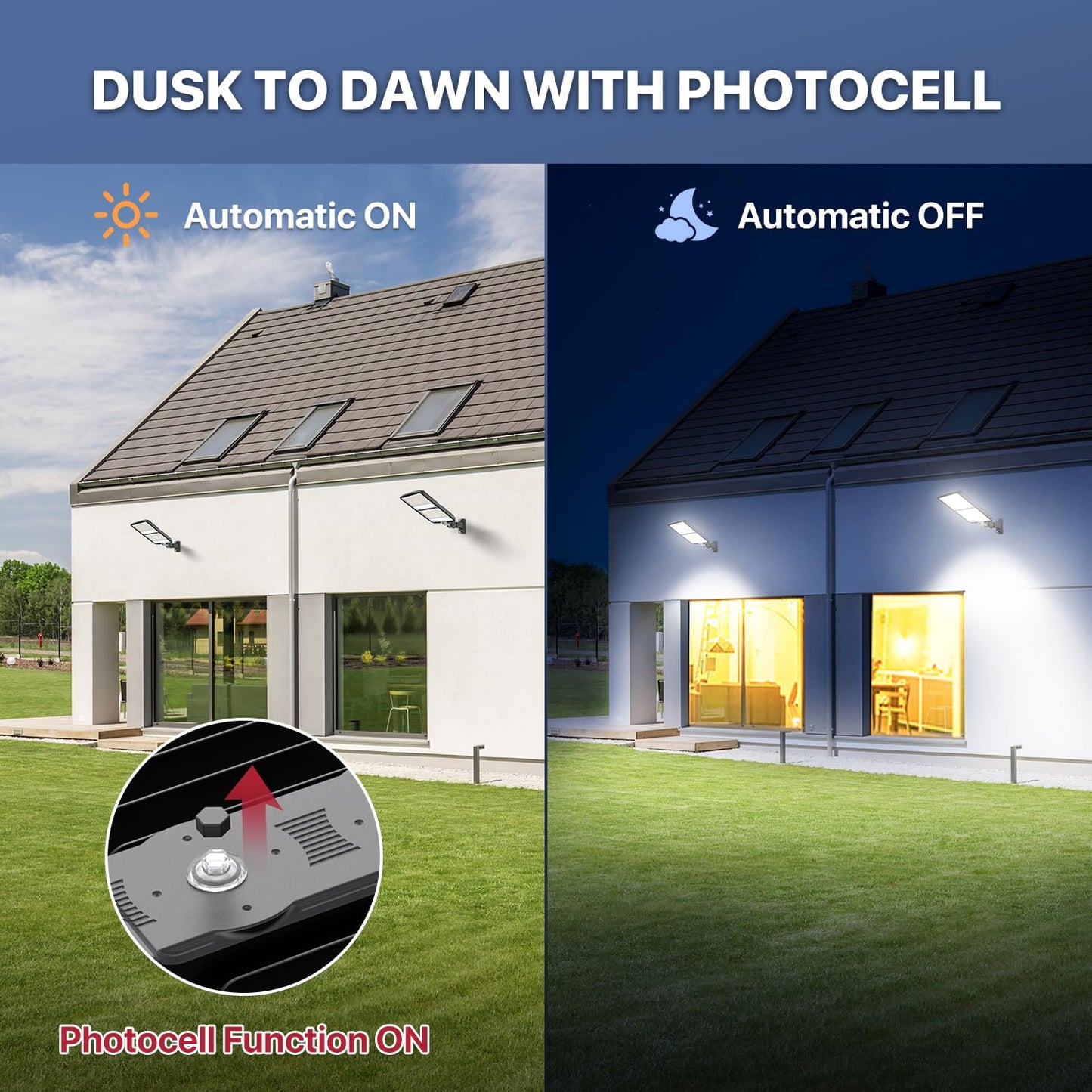 400W LED Parking Lot Light, LED Flood Light with Dusk to Dawn Photocell, 630 LEDs, 5000K Daylight, IP65 Waterproof, Adjustable Arm Mount, AC 120V, Commercial Security Lighting Outdoor for Yard, 2Pack